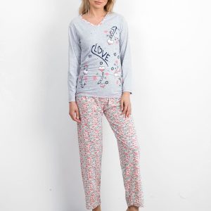 Grey Pink Cotton Pyjamas