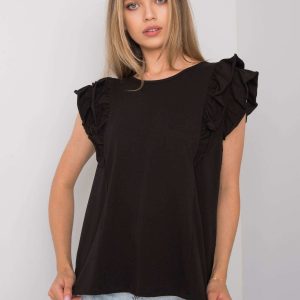 Black blouse with frills by Claude OCH BELLA