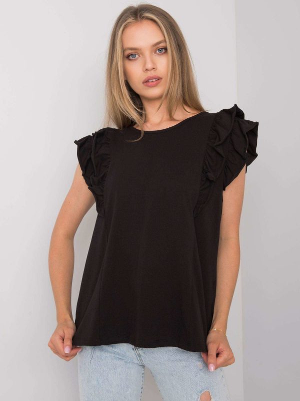 Black blouse with frills by Claude OCH BELLA