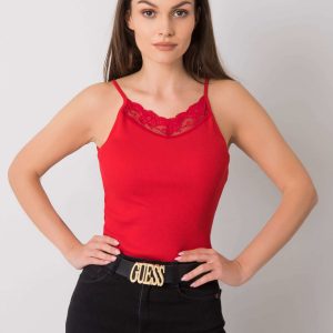 Armine red ribbed top