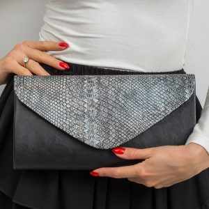 Black and silver oblong clutch bag