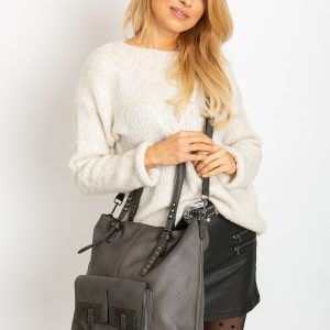 Grey Large Eco Leather Bag