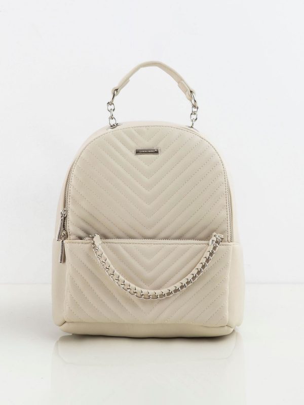 Light beige women's backpack with stitching