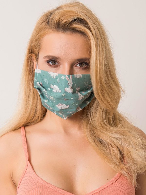 Dark green protective mask with print