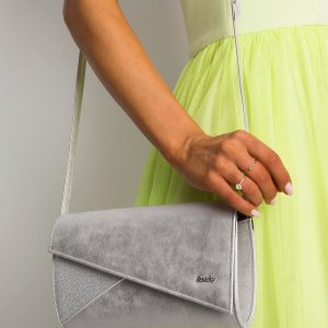 Silver clutch bag with asymmetrical flip