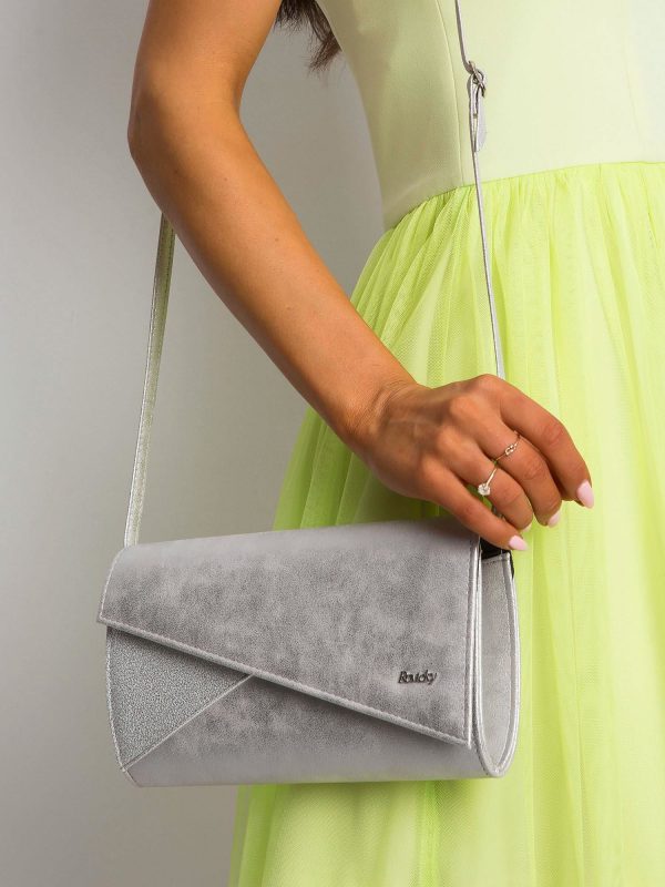 Silver clutch bag with asymmetrical flip