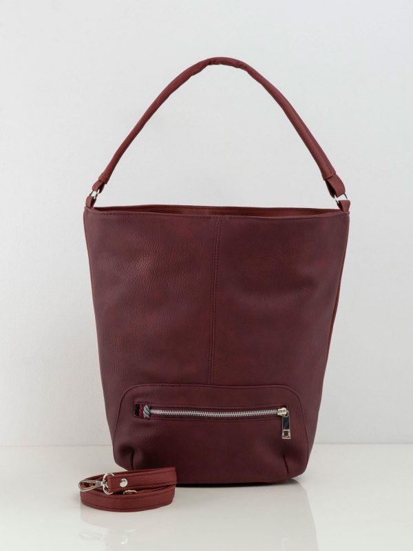 Burgundy urban bag with detachable strap