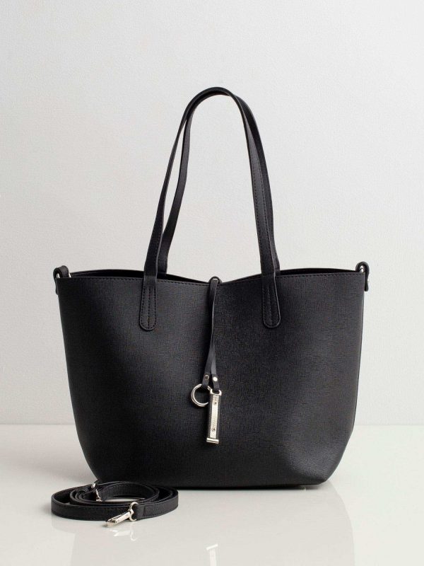 Black saffiano shopper