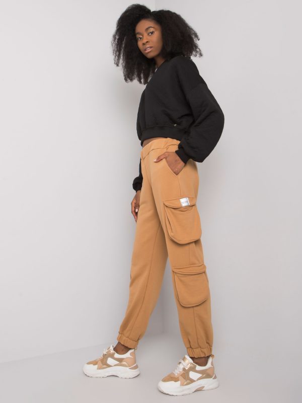 Camel women's sweatpants with pockets Mila RUE PARIS