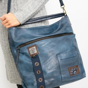 Blue eco leather handbag