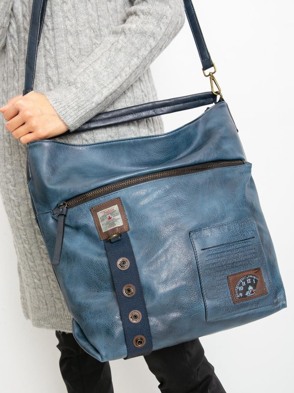 Blue eco leather handbag