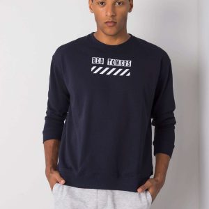 Navy blue sweatshirt for men with print Maxton LIWALI