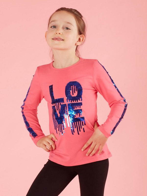 Dark pink children's blouse with sequins