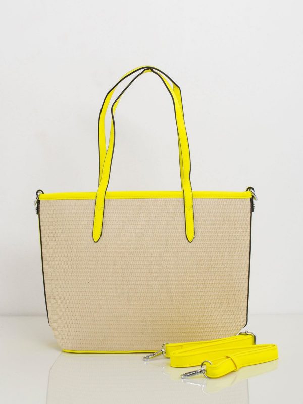 Beige Yellow Braided Handbag