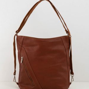 Brown-camel handbag made of eco-leather