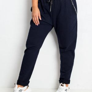 Navy blue plus size trousers Savage