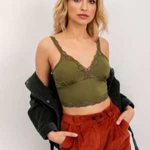 BSL Khaki top with lace