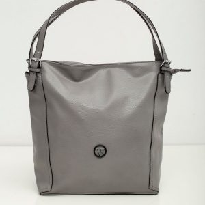 Elegant grey eco leather bag with logo