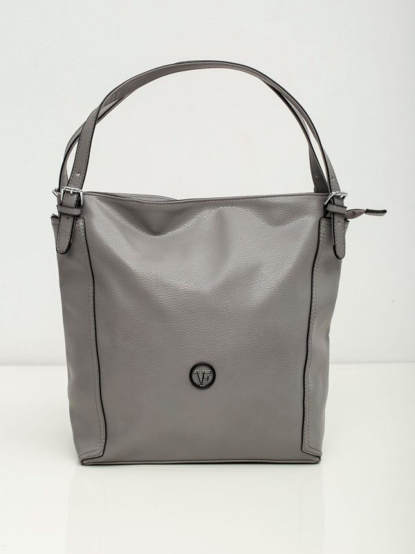 Elegant grey eco leather bag with logo