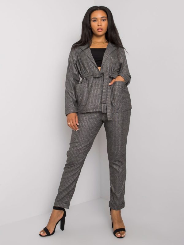 Grey Yellow Elegant Plus Size Set Anthonia