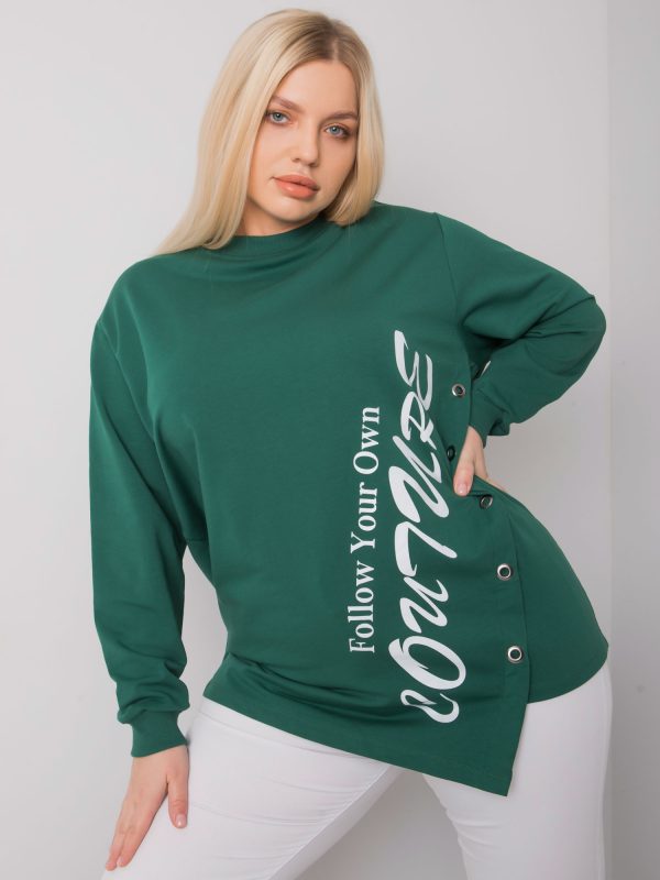 Dark green asymmetrical plus size blouse Elfriede