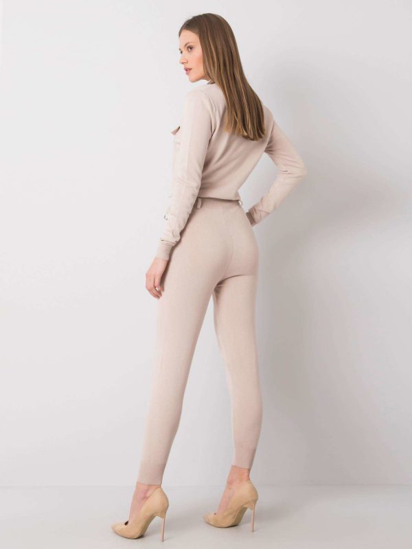 Beige knitted jumpsuit Johanna RUE PARIS