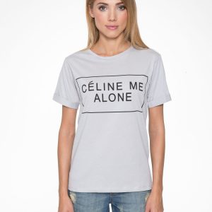 Grey t-shirt with inscription CÉLINE ME ALONE