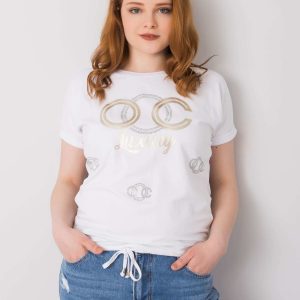 White plus size blouse with Kelley applique