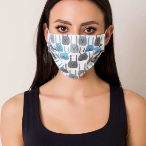 White Cotton Protective Mask with Printing