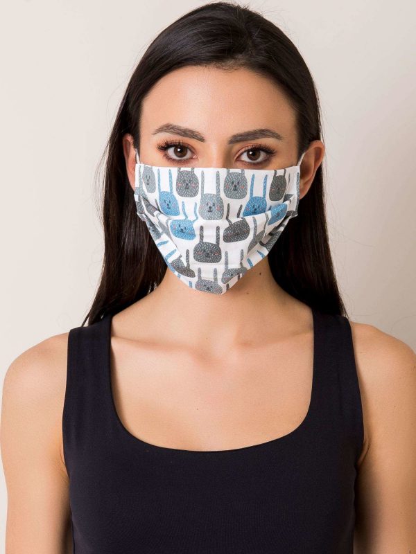 White Cotton Protective Mask with Printing