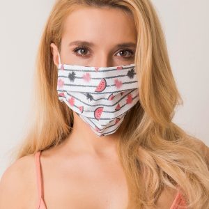 White and pink protective mask with print