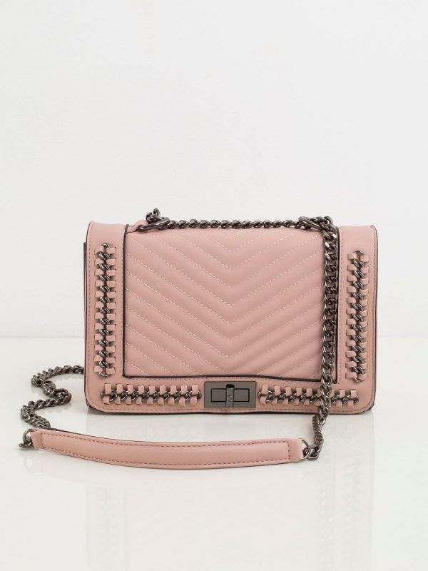 Light pink handbag with chain