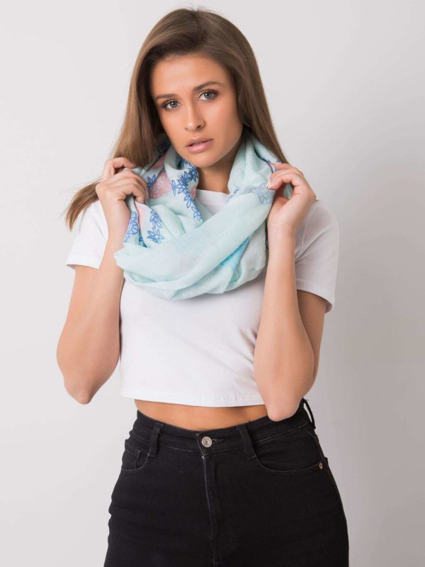 Mint scarf with colorful print