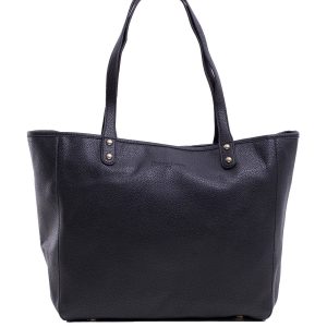 Black eco-leather shopper bag