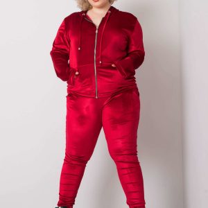 Burgundy plus size velour set Simona