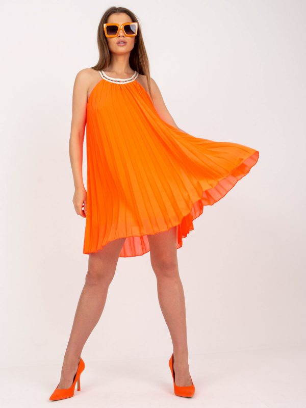 Fluo Orange Fairy One Size Dress with Pleating