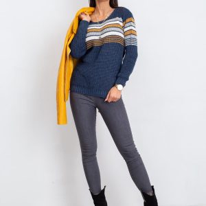 Navy blue and brown Attitiude sweater