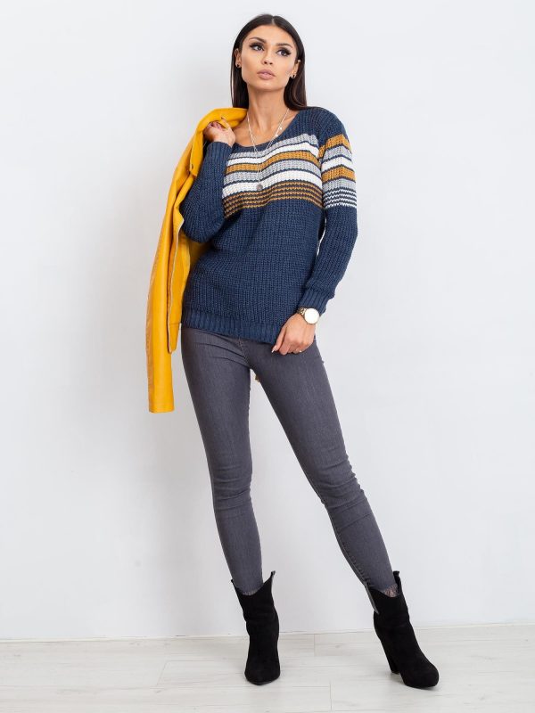 Navy blue and brown Attitiude sweater