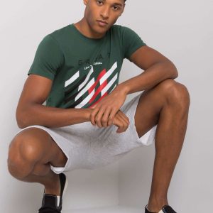 Khaki Men's T-Shirt with Colorful Print Adriel