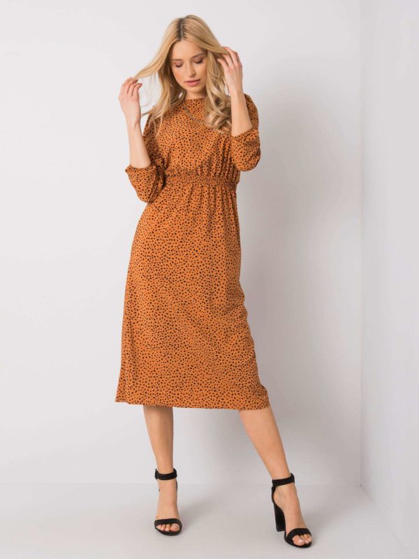 Light brown dress with print RUE PARIS