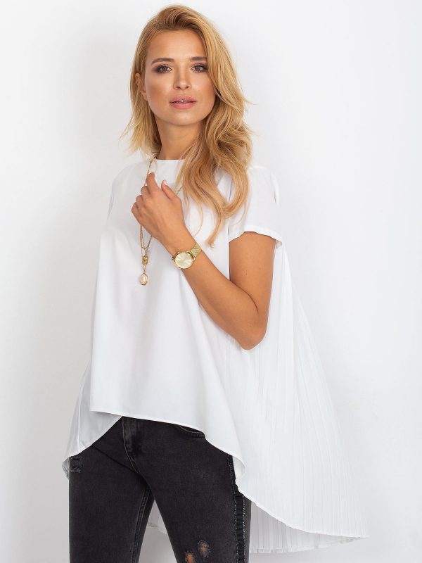 Blouse with longer back white