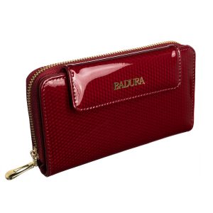 Red women's wallet in genuine leather BADURA