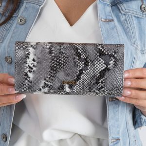 Silver snake skin leather wallet