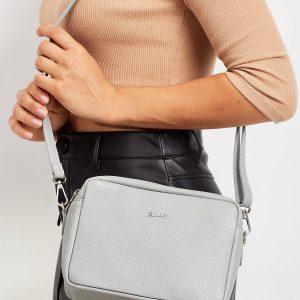 Grey Leather Ladies Bag