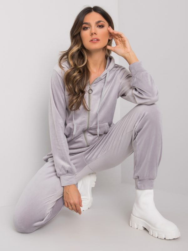 Grey Marie Velour Two-Piece Set