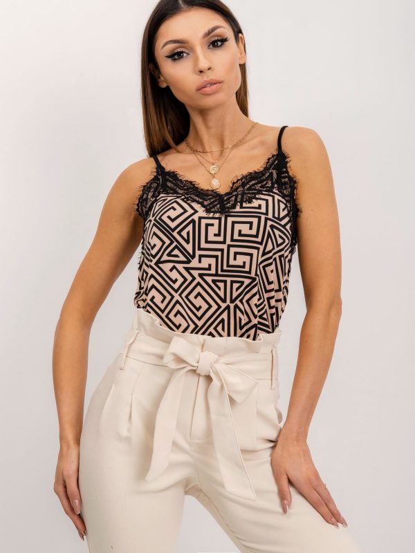 Beige and black Luna top