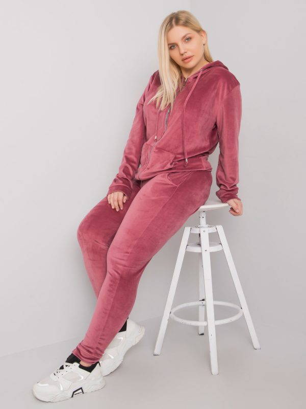 Dark pink velour plus size set Michell