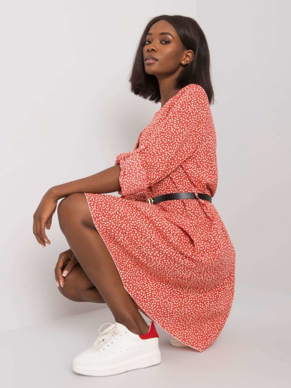 Red Patterned Nedra Dress