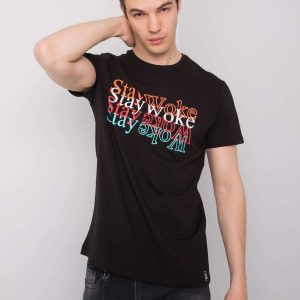 Black T-shirt for men with print by Jay LIWALI