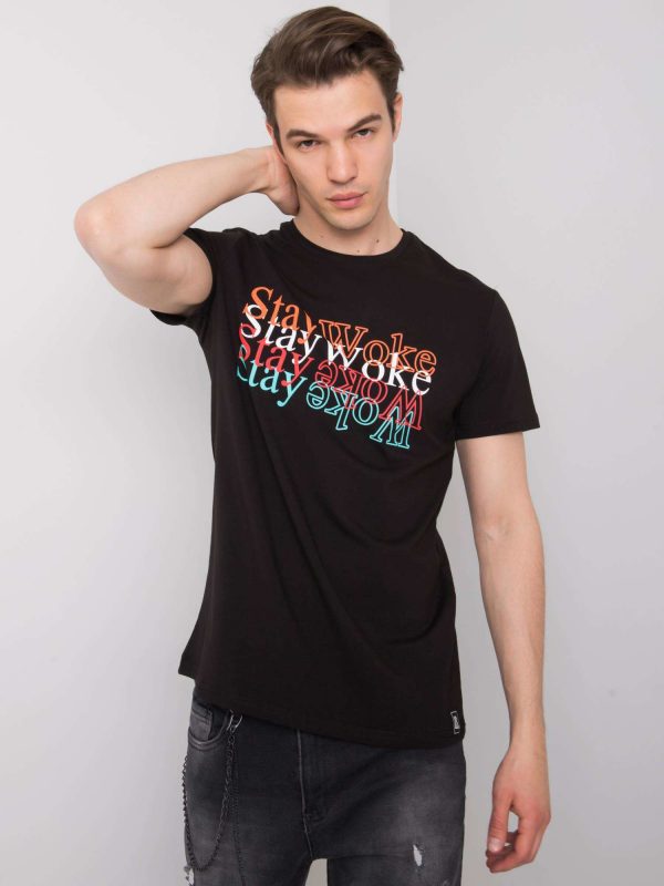 Black T-shirt for men with print by Jay LIWALI